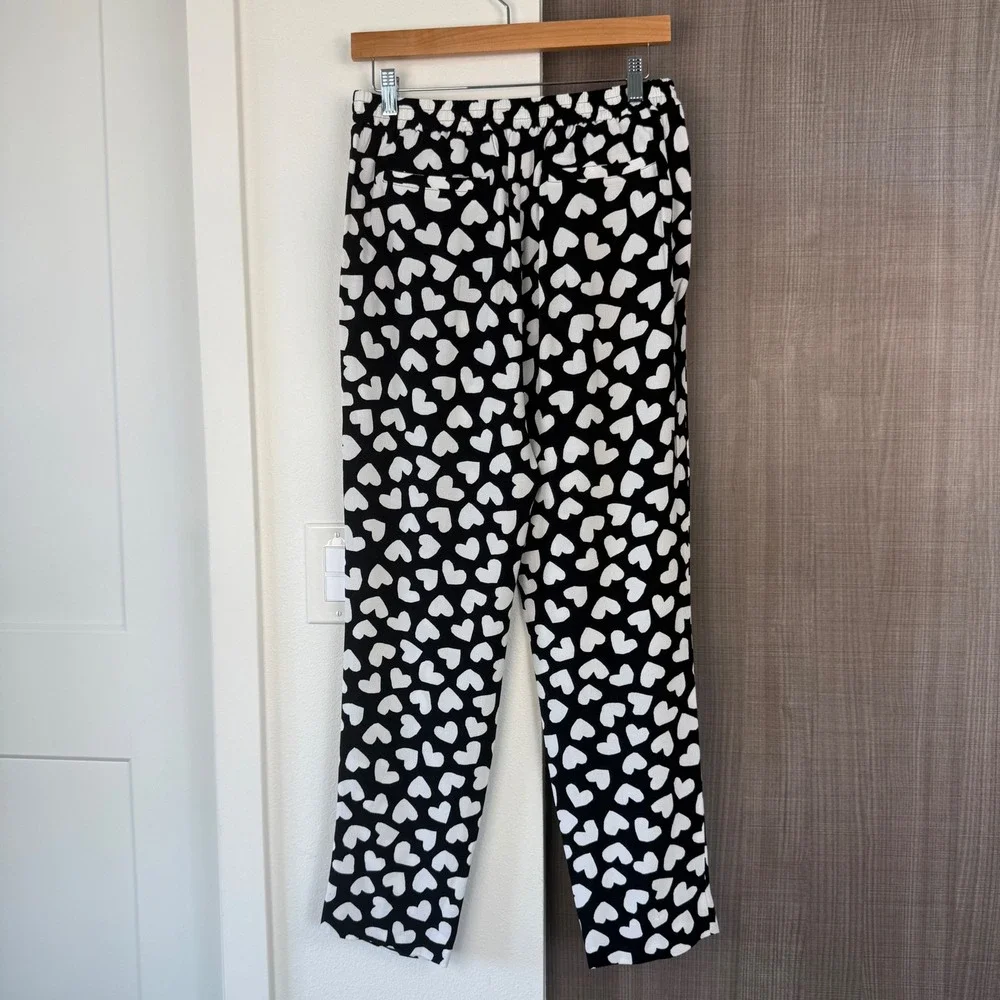 Kate Spade Black White Dancing Hearts‎ Ria Pants Pull On Size Small